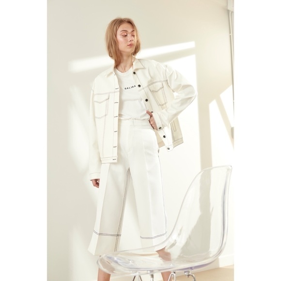 NWT SALISA E Culottes White Cropped Pants - Picture 2 of 10